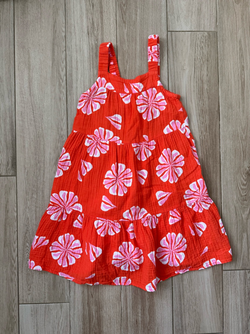 Crewcuts J.Crew Orange Floral Tiered Sundress Girls Size 8 Summer Dress